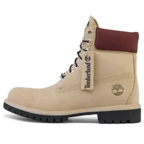 6-Inch Premium Waterproof Boot „Beżowy nubuk z bordowym kołnierzem”