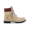 6-Inch Premium Waterproof Boot „Beżowy nubuk z bordowym kołnierzem”