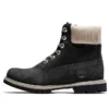 6-Inch Premium Waterproof Boot „Czarny nubuk z beżowym kołnierzem z sztruksu”