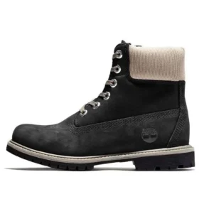 6-Inch Premium Waterproof Boot „Czarny nubuk z beżowym kołnierzem z sztruksu”