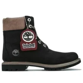 6-Inch Premium Waterproof Boot „Czarny nubuk z beżowym kołnierzem z sztruksu”