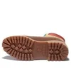 6-Inch Premium wodoodporne botki „Brązowy Nubuck z żółtym i czerwonym kołnierzem”