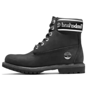 6-Inch Premium wodoodporne botki o szerokim kroju „Czarny Nubuck Logo”