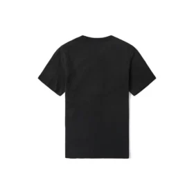 Czarną męską koszulkę z okrągłym dekoltem i nadrukiem