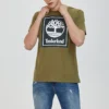 Timberland Casual z nadrukiem, szorty, okrągły dekolt, zielone
