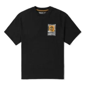 Timberland z nadrukiem logo, okrągły dekolt, Czarny