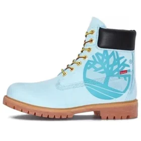 Wodoodporne botki Timberland x Supreme 6-Inch „Blue with Logo” Wodoodporne botki Timberland x Supreme 6-Inch „Blue with Logo”