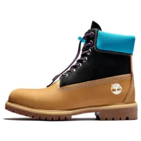 Wysokiej jakości 6-calowe wodoodporne botki „Pszeniczny Nubuck with Black and Blue Collar” Wysokiej jakości 6-calowe wodoodporne botki „Pszeniczny Nubuck with Black and Blue Collar”