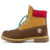 Wysokiej jakości 6-Inch Waterproof Boot o szerokim kroju „Brązowy nubuk z żółto-czerwonym kołnierzem”