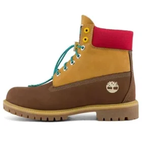Wysokiej jakości 6-Inch Waterproof Boot o szerokim kroju „Brązowy nubuk z żółto-czerwonym kołnierzem” Wysokiej jakości 6-Inch Waterproof Boot o szerokim kroju „Brązowy nubuk z żółto-czerwonym kołnierzem”